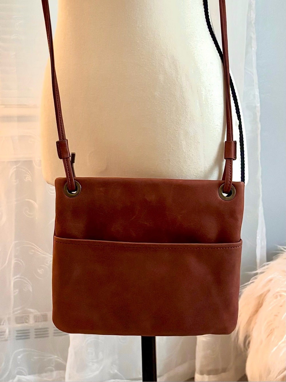 Margot Chestnut Brown Leather Crossbody Bag
